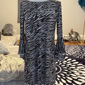 Msk Women's Animal Print Kimono Sleeve Short Sheath  Dress White Size Large